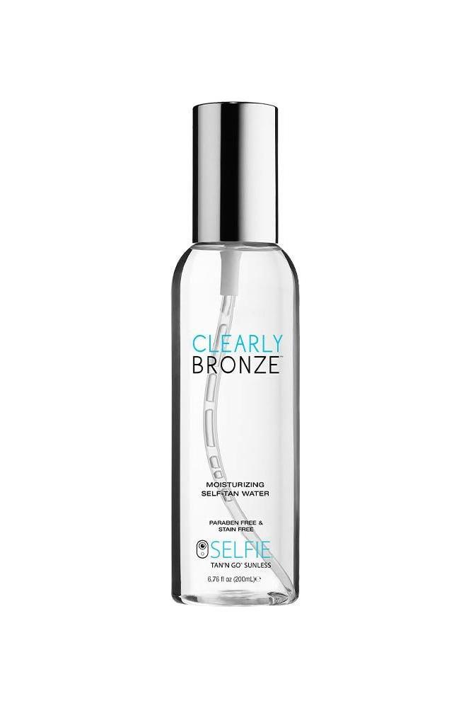Clearly Bronze moisturizing self-tanning water 200 ml bottle for flawless bronzed skin.