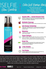 Selfie Color Lust Bronze Mousse, 222ml, vegan self-tanner for a rich dark bronze glow with anti-aging ingredients.