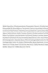 Ingredient list for Selfie Power Hour Airbrush Solution - features natural extracts and skin-loving components.