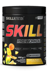 Skill Pre-Workout Tropical Punch by Skill Nutrition, 400g, advanced no-crash formula for energy and focus.