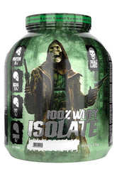 Skull Labs 100% Whey Isolate protein powder, 2 kg, featuring a striking skeletal figure design on packaging.