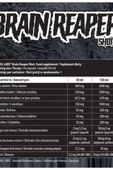 Skull Labs Brain Reaper Shot Box nutritional panel showing ingredients and their amounts per serving.