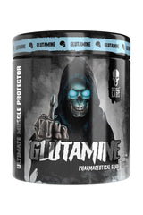 Skull Labs unflavored glutamine 300g container designed for muscle recovery and growth.
