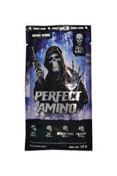 Skull Labs Perfect Amino sample packaging featuring Orange Mango flavor, highlighting BCAA and EAA for performance.