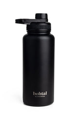 Bohtal insulated sports bottle by SmartShake in sleek black design, featuring a leak-proof lid and durable construction.