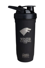Game of Thrones Stark Winter is Coming shaker bottle, durable stainless steel design for fitness enthusiasts.