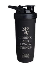 SmartShake Game of Thrones shaker bottle with slogan 'I Drink And I Know Things', durable design, leak-proof.