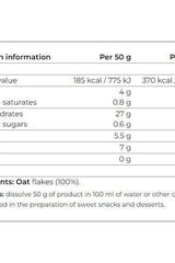 Nutritional information for Smile Crunch Natural Baby Oat Flakes, detailing calories and ingredients.
