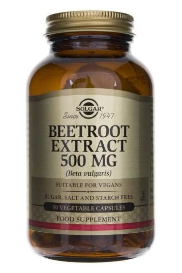 Solgar Beetroot Extract 500 Mg, 90 vegan capsules for heart health and endurance support.