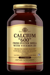 Solgar Calcium 600 from Oyster Shell with Vitamin D3, 240 tablets, supports bone health and immune function.