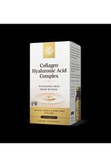 Solgar Collagen Hyaluronic Acid Complex packaging, dietary supplement for skin hydration and elasticity.