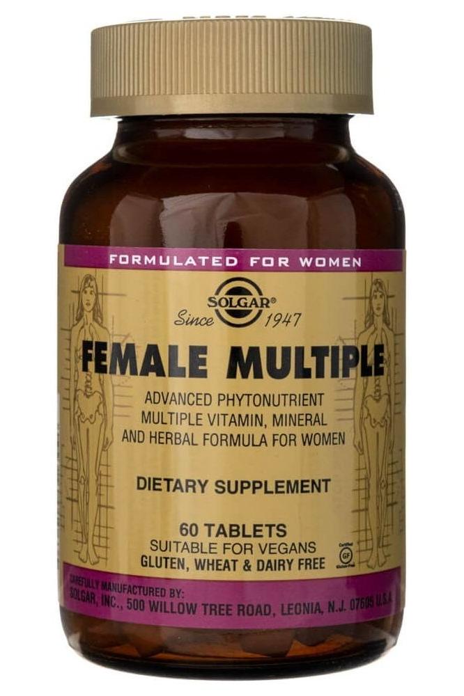Solgar Female Multiple multivitamin for women, 60 tablets, advanced dietary supplement for women's health.