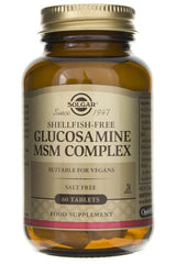 Solgar Glucosamine MSM Complex supplement bottle containing 60 tablets for joint health.