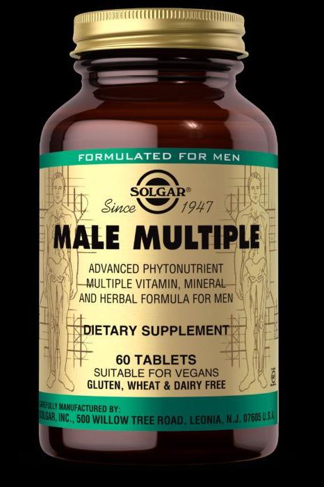 Solgar Male Multiple dietary supplement bottle for men, featuring vitamins and minerals for optimal health.