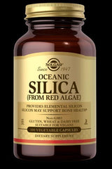 Solgar Oceanic Silica from Red Algae 100 caps, supports skin, hair, nails, and bone health, vegan dietary supplement.