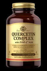 Solgar Quercetin Complex with Ester-C Plus, dietary supplement with 100 vegetable capsules for immune health support.