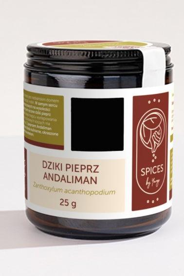 Spices By Yango - Andaliman Wild Pepper jar, 25g, featuring Zanthoxylum acanthopodium for enhancing flavors.