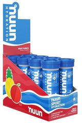 Nuun Sport Hydration Fruit Punch display with tubes, ideal for hydration during workouts and physical activities.