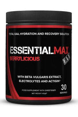 EssentialMAX Berrylicious amino acid supplement for muscle recovery and hydration with beta vulgaris and electrolytes.