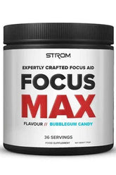 Strom Sports FocusMax bubblegum candy flavor, expertly crafted focus aid supplement, 36 servings.
