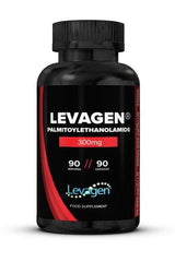 Levagen 300mg supplement bottle, featuring 90 capsules for wellness support, part of Strom RAW series.