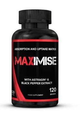 MAXimise supplement bottle for improved nutrient absorption and digestion, featuring 120 capsules.