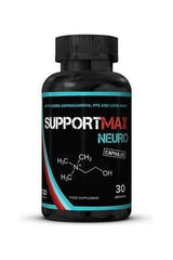 Strom Sports SupportMax Neuro capsules in a black bottle, promoting cognitive health and well-being with natural ingredients.