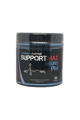 SupportMax Neuro PM supplement jar with blueberry flavor, enhances sleep and cognitive function.