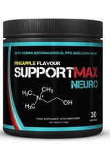 SupportMax Neuro supplement jar with pineapple flavor, featuring natural ingredients for optimal health and cognitive function.