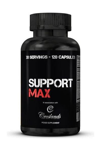SupportMAX dietary supplement bottle with 30 servings and 120 capsules for on-cycle support.
