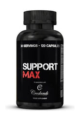SupportMAX dietary supplement bottle with 30 servings and 120 capsules for on-cycle support.