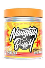 Summer Vibes Amino EAA by Naughty Boy, 30 servings, Cherry Lime Margarita flavor in a colorful container.