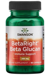 Swanson BetaRight Beta Glucan bottle, 250 mg, 60 capsules, dietary supplement for immune support.