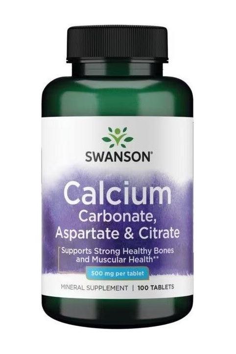 Swanson - Calcium (Carbonate, Aspartate & Citrate), 500mg - 100 tablets - Nutri.se