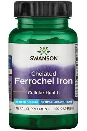 Swanson - Chelated Ferrochel Iron, 18mg - 180 caps - Nutri.se