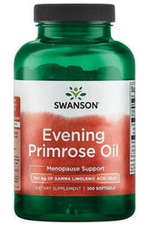 Swanson Evening Primrose Oil softgels, supports skin health and hormone balance, dietary supplement with GLA.