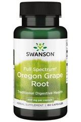 Swanson Full Spectrum Oregon Grape Root bottle with 60 capsules for digestive health support.