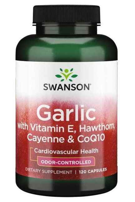 Swanson - Garlic with Vitamin E, Hawthorn, Cayenne & CoQ10 - 120 caps