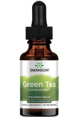 Swanson Green Tea Liquid Extract 29.6 ml bottle, promoting antioxidant support and health benefits.