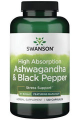 Swanson - High Absorption Ashwagandha & Black Pepper - 120 caps - Nutri.se