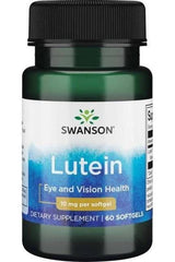 Swanson Lutein softgels, 10 mg per serving, supports eye and vision health, 60 count bottle.
