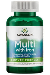 Swanson Multi with Iron supplement bottle, featuring 130 tablets for overall health and wellness.