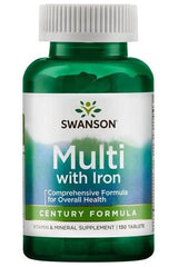 Swanson Multi with Iron supplement bottle, featuring 130 tablets for overall health and wellness.