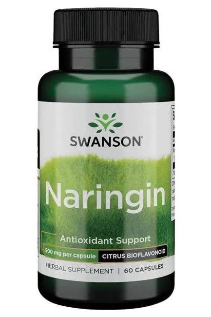 Swanson Naringin supplement bottle, 500 mg per capsule, 60 capsules for antioxidant support and weight management.