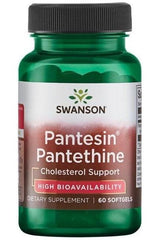 Swanson Pantesin Pantethine dietary supplement for cholesterol support, 60 softgels, high bioavailability formula.