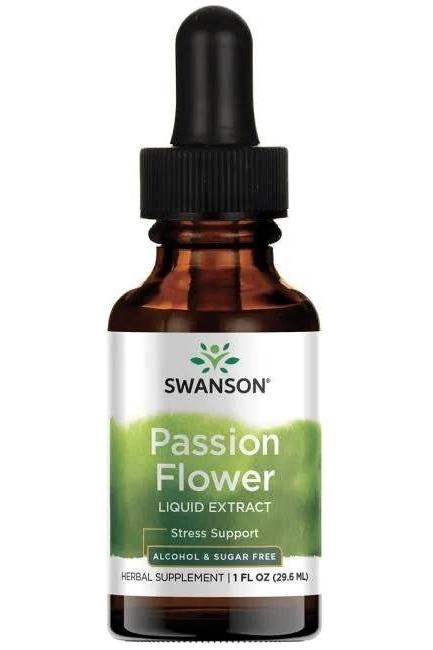 Swanson Passion Flower Liquid Extract 29.6 ml bottle for stress support and natural calming effects.