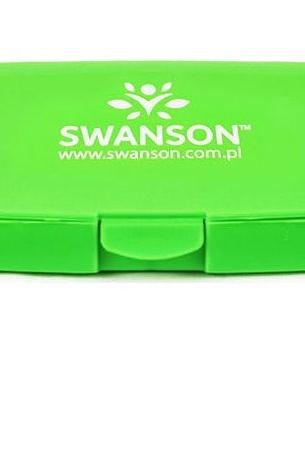 Swanson green pillbox with five compartments for organizing pills and capsules, portable and compact design.