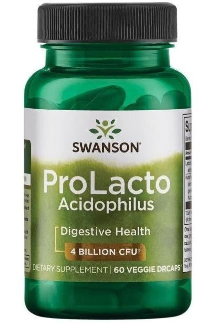 Swanson ProLacto Acidophilus probiotic supplement for digestive health, 60 veggie dracs, 4 billion CFU.