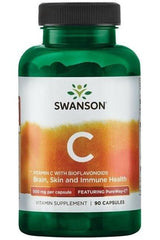 Swanson Pureway-C Vitamin C capsules for immune and skin health, 500 mg per capsule, 90 count.