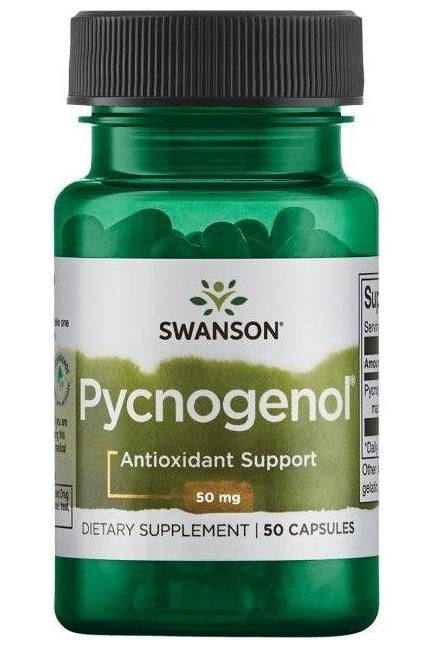 Swanson Pycnogenol 50 mg dietary supplement bottle with 50 capsules for antioxidant support.